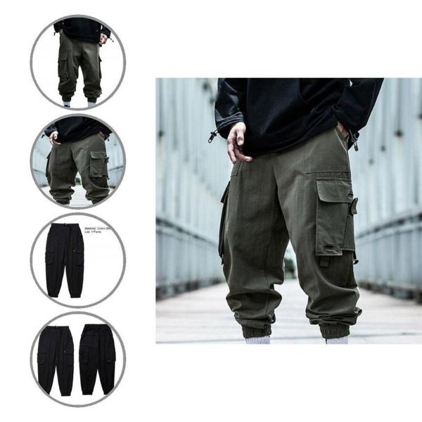

men's pants cargo great young loose casual men for school, Black