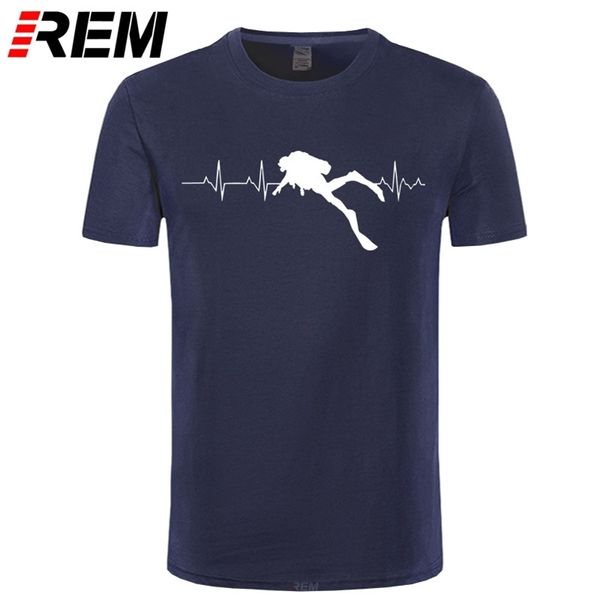 RI Scuba Dalış Kalp Atışı Için En Iyi Hediye T-Shirt Yaz Kısa Kollu Yumuşak Erkek Tee Gömlek Saf Pamuk T Shirt 210329