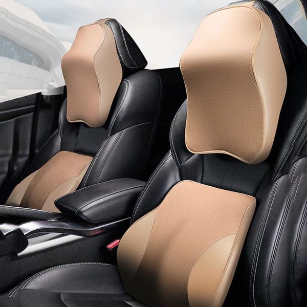 

Seat Cushions 2pcs Breathable Auto Neck Lumbar Car Pillow Pain Relief Support Headrest
