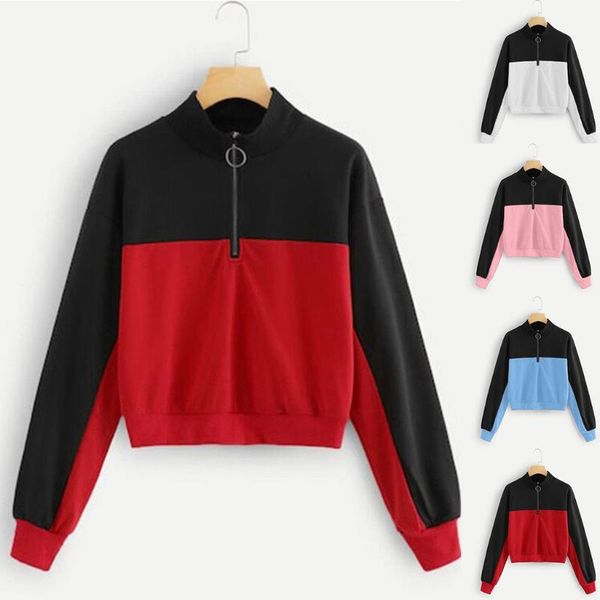 

women's hoodies & sweatshirts patchwork pullover fashion thickening coat long-sleeved womens long sleeve splcing color sweatshirt blou, Black