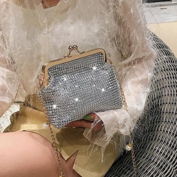 

shoulder bags senior sense women bag 2021 summer fashion diamond-inlaid clip button mother pearl chain one-shoulder cross-body