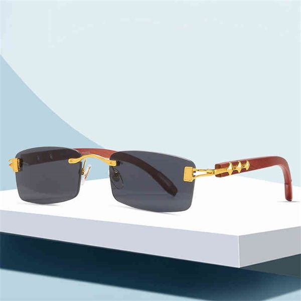

73% off factory sale new leg women's frameless sunglasses men's trend wood glasses, White;black