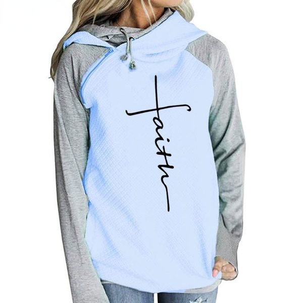 

women's hoodies & sweatshirts autumn winter patchwork women faith cross embroidered long sleeve female warm pullover, Black
