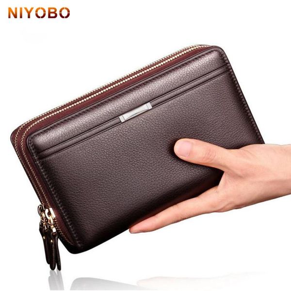 

wallets business men pu men's leather cell phone large wallet clutch purse handy bag black zipper card holder, Red;black