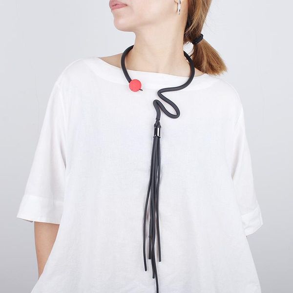 

chokers jid tassel necklace red wood bead women choker necklaces for clothes sweater chains black pendants rubber jewelry gifts, Golden;silver