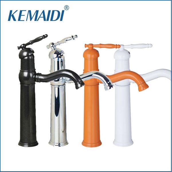

bathroom sink faucets kemaidi white/orange painting basin mixer faucet chrome polish/orb vanity tap