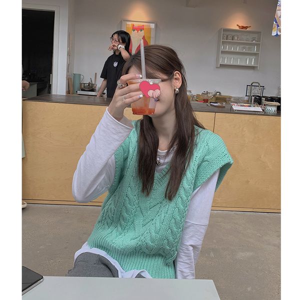 

white water women's knitted sweater vt et women's autumn and winter lazy wind loose outside wear a shoulder v-neck coat, Black;white