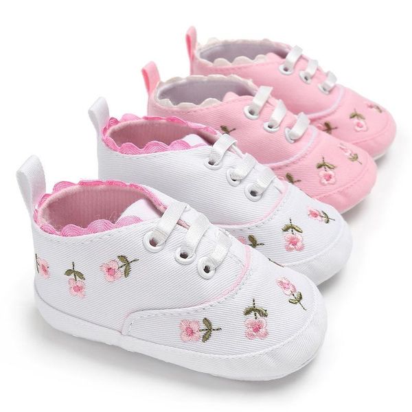 

baby girl shoes white lace floral embroidered soft prewalker walking toddler kids first walker walkers