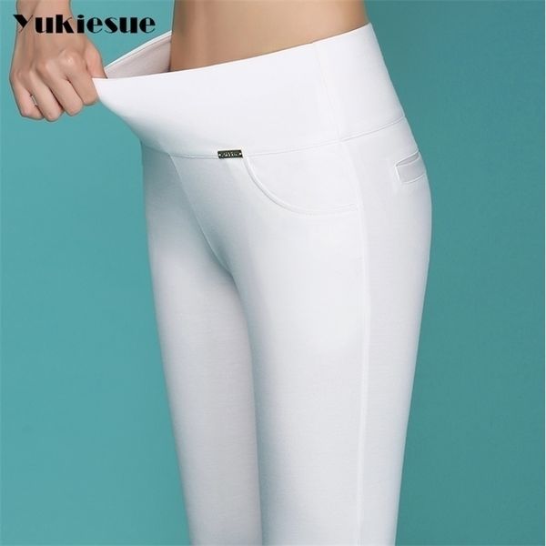 

pencil pants women summer style high waist elastic skinny female trousers woman pantalon femme 211115, Black;white