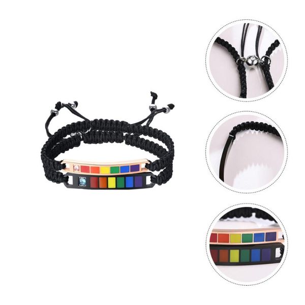 

charm bracelets 1 pair zircon lovers wrist ropes adjustable nylon, Golden;silver