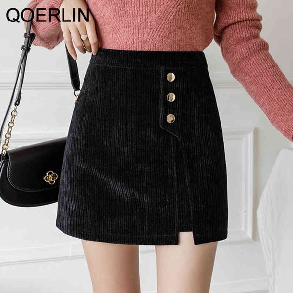 

skirts vintage corduroy short women's street wear new a-line high waist slim skirt plus size black saia mujer