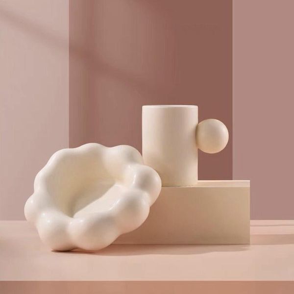

mugs nordic round ball handle mug with cloud shape plate ceramic coffee tea cup and saucer creative milk water gift for her women