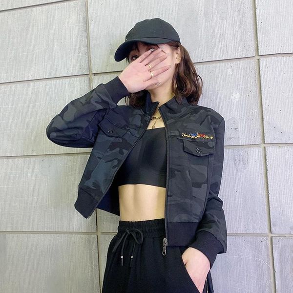 

women's jackets zipper jacket women plus size 2021 early autumn short camouflage cardigan outdoor casual coat, Black;brown