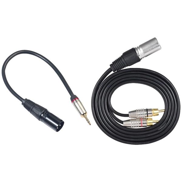 

audio cables & connectors 0.3m xlr 3pin male to 3.5mm trs stereo plug adapter with 1 2 rca cable