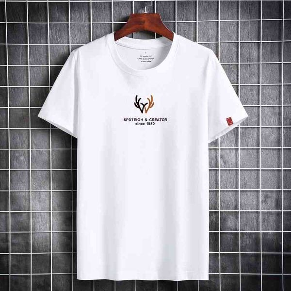 

men's t-shirt fashion o-neck pure cotton clothing short sleeve summer graphic t shirts 210629, White;black