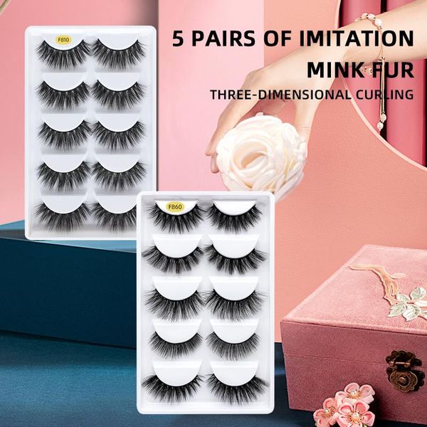 

false eyelashes 5 pairs fake eyelash mink thick beauty makeup fluffy cruelty wholesale extension tools