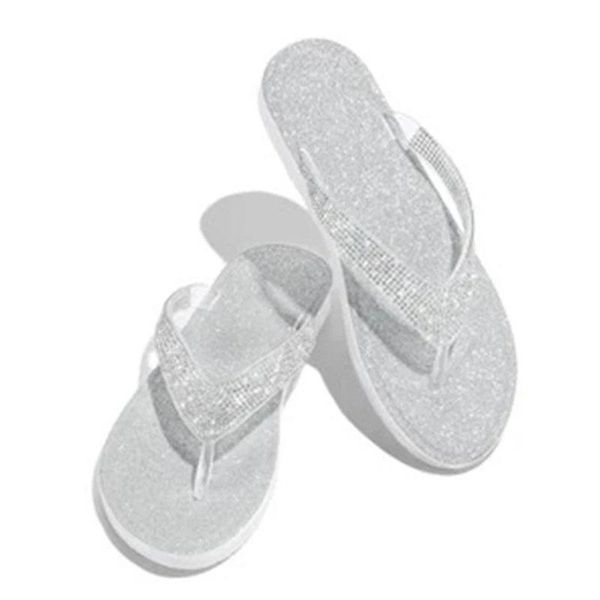 

ly glitter flat summer slippers shoes women fashion ladies women's flats for beach zapatillas de mujer, Black