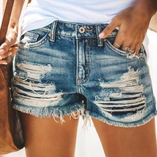 

women's shorts summer high-waist fringed denim, White;black