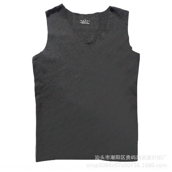 

uuo 2020 men' warm vest teflon double-sided men' tank cationic traceless warm vestheat elastic slim bottomed sleeveless top, White;black