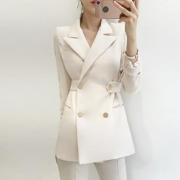 

women's suits & blazers restore winter clothing blower women effects color simple mode self-folding double-breasted comfortable blowers, White;black