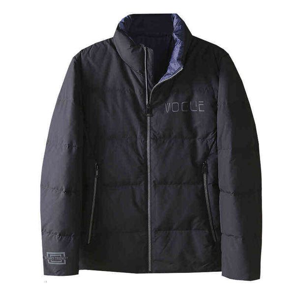 

double sided men's down et autumn and winter light youth stand collar large ya005, Black