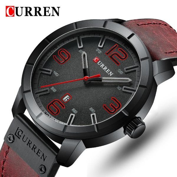 

wristwatches curren men watch mens fashion analog quartz watches male casual leather waterproof clock relogio masculino, Slivery;brown