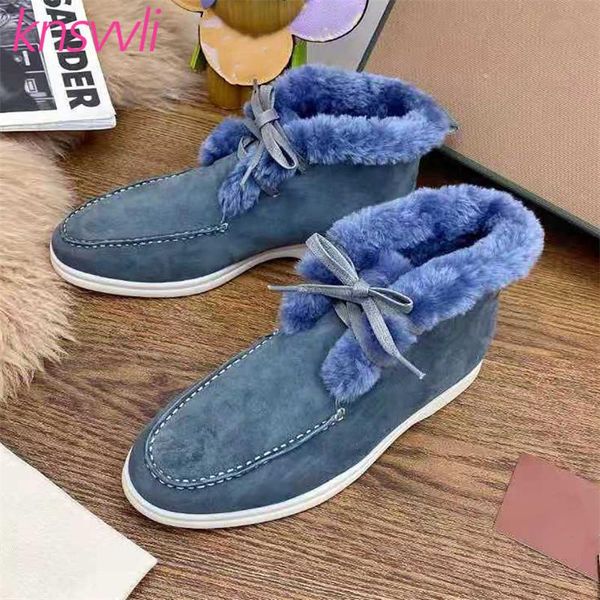 

boots women snow woman natural fur suede leather ankle winter casual comfortable flat wool warm shoes brand, Black