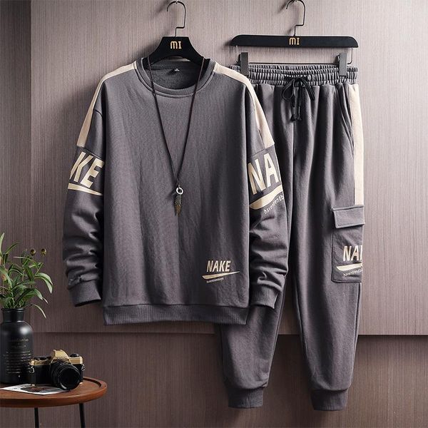 

men's tracksuits joger set 2021 tracksuit men warm hood sweatshirt casual moletom masculino poleron hombre sweat suit 2 piece romper, Gray