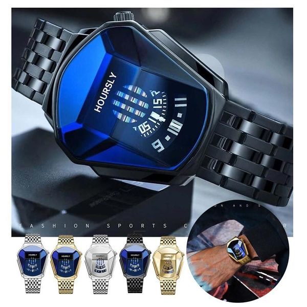 

wristwatches luxury cooeverly trend cool men's wrist watch stainless steel technology fashion quartz for men 2021 relogio masculino, Slivery;brown