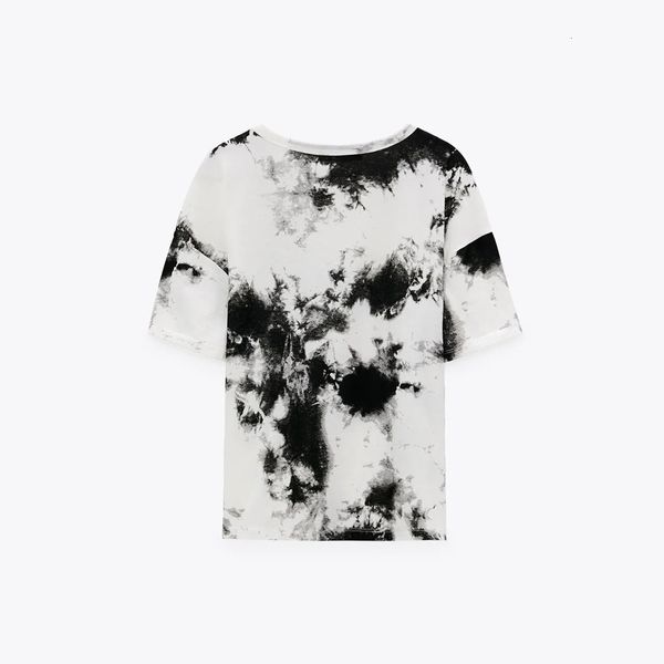 

women's sweaters 2021 round neck casual fashion short sleeve shirt with personalized dye printed, White;black