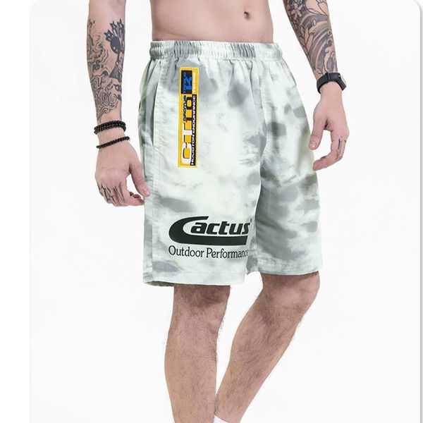

catcus jack letter print drawstring summer shorts mens straight retro oversize hip hop casual short loose five point pants, White;black