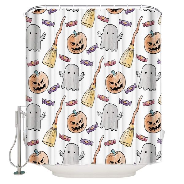 

funny shower curtain candy witches broomsticks ghost pumpkin monster waterproof fabric bathroom shower curtain bath curtain