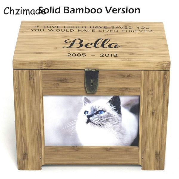 Scatola per urna in legno per animali domestici, cremazione per cani e gatti, cornice per foto commemorativa pacifica, per un luogo di casa tranquillo