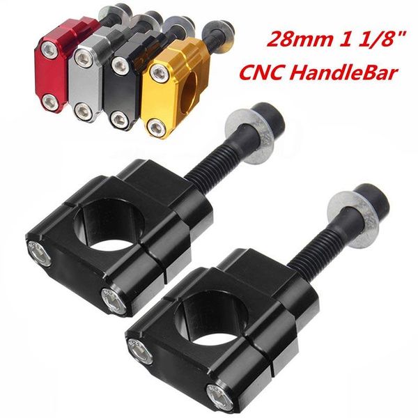 

handlebars 2pcs 1 1/8" motor handlebar riser cnc fat bar mount clamp for hon-da suz-uki