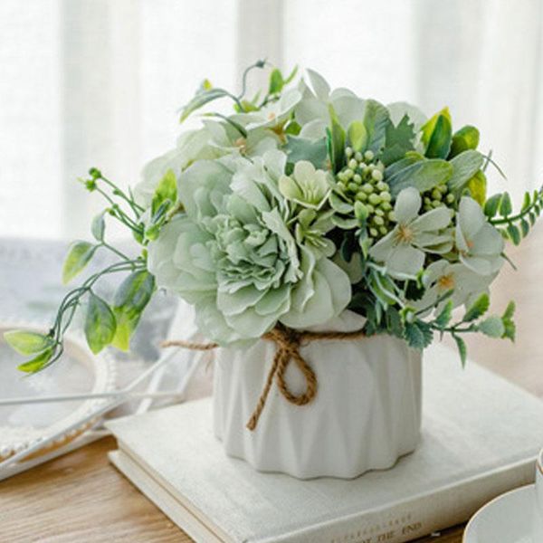 

decorative flowers & wreaths nordic simulation rose set with flowerpot handmade silk flower potted wholesale home decoration fake