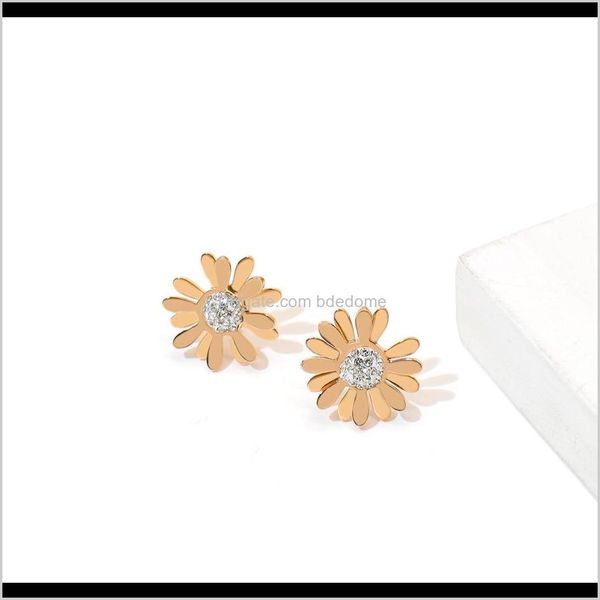 

drop delivery 2021 arrival classic flower stud simple cute stainless steel daisy earrings fashion jewelry women i9nyl, Golden;silver