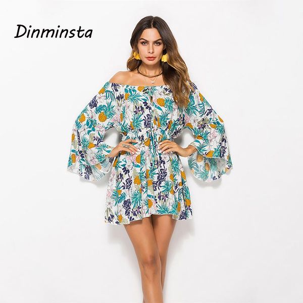 

casual dresses dinminsta blue dress for women lace up hollow out long sleeve boho vintage elegant vestido de fiesta 2021, Black;gray