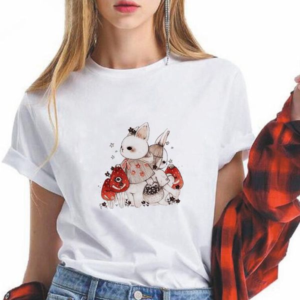 

women's t-shirt exquisite versatile tshirt womens oversize selling short sleeve and cute mushroom graphic printed t shirt hipster, White