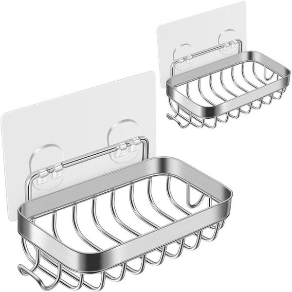 

soap dishes homemaxs 2pcs holder 304 stainless steel bar sponge tray with traceless adhesive tape for bathroom and kitchen