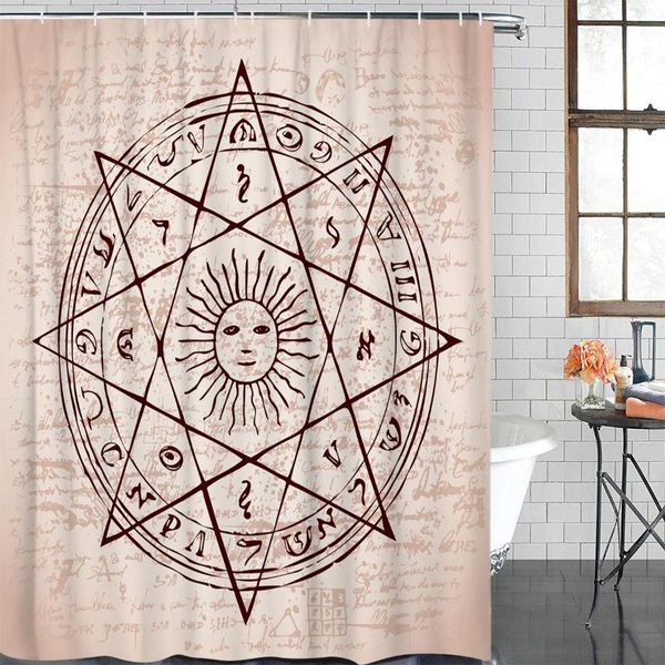 

shower curtains sun pentagram circle retro style curtain waterproof bathroom with hook accessory accessories
