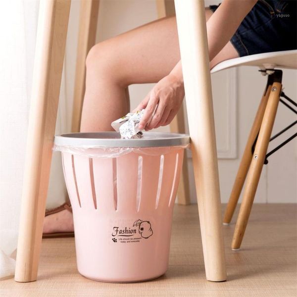 

plastic hollow press ring trash can classification bin bedroom office rubbish container creative uncovered waste paper basket bins