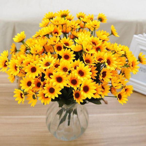 

artificial 14 head fake simulation sunflower silk flower bouquet home wedding floral decor valentine's day decorative flowers & wreaths