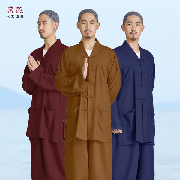 

ethnic clothing hongtong monk's clothes cotton linen short coat four seasons small robe men's and women's bhikuni, Red