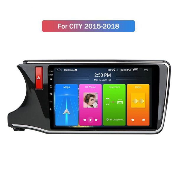 Android 10 2 DIN Autoradio Radio Carro DVD Player GPS WiFi Bluetooth Receptor para Honda City 2015-2018 LHD