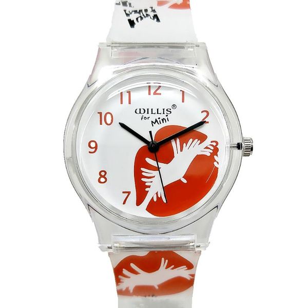 

wristwatches willis fashion women watches lips bracelet jelly strap watch ladies quartz clock children gift girls kids, Slivery;brown