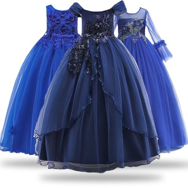 

girl's dresses 2021 summer children's dress long-sleeved girls embroidered mesh puf elegant girl wedding flower birthday party, Red;yellow