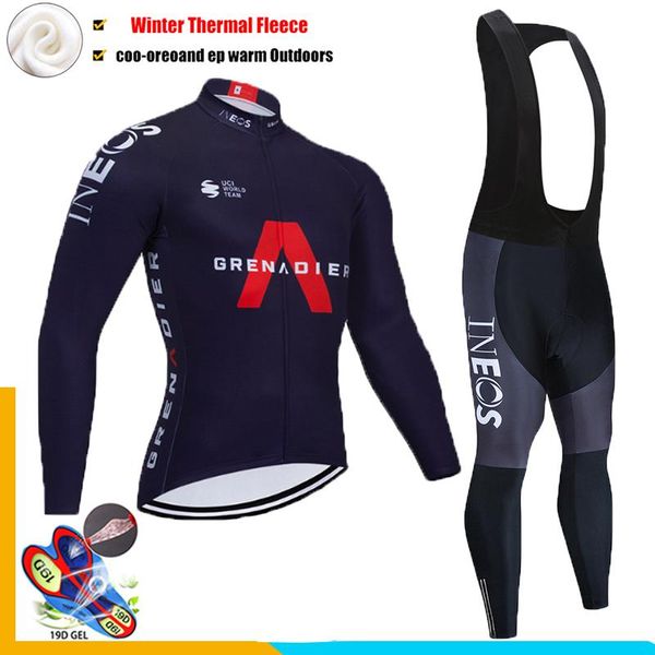 

racing sets 2021 ciclismo jerseys fluorescent green inoes winter clothing polar cycling uniform warm long-sleeved bicycle bicclet, Black;blue