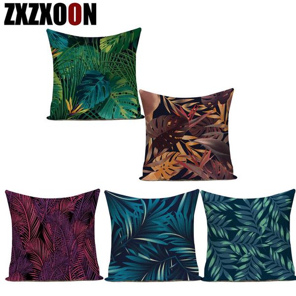 

cushion/decorative pillow tropical plants palm leaf cushion cover green leaves monstera home decor case cojines decorativos para sofa