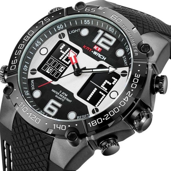 

wristwatches kat-wach men's electronic watch multi function fashion sports waterproof silica quartz, Slivery;brown