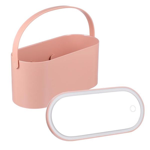 

compact mirrors travel makeup organizer box portable handheld case with led mirror